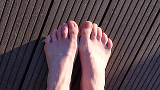 Walking with My Feet on the Grass and Showing Them to You up Close