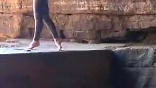Shiny Rubber Wetsuit Tease in Private Cave
