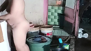 Washing Clothes While Naked