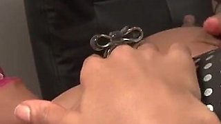 Amateur french black student with big natural boobs gets deeply sodomized on the teacher 's desk