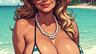 Gorgeous Women at the Beach Bikini Art