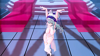 [mmd]mizuki-queencard Transparent Nun Costume Huge Breasts Shaking Striptease