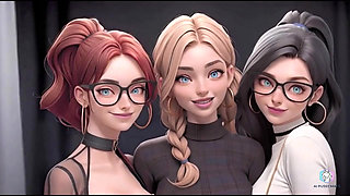 Three hot students are relaxing in an adult way (AI generated)