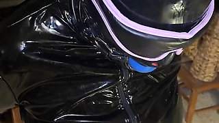 Latex Dress and Balaclava with Ballgag and Vibrator