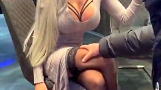 An awesome blond woman with big boobs part1
