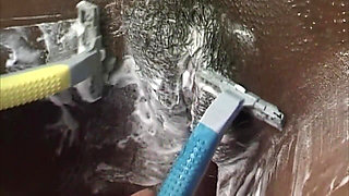 Insatiable Ebony MILF Shaved Smooth Before Double Teaming
