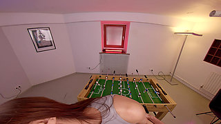 Billie Star Is Having Fun Playing Table Soccer with You