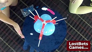 Big Tits Lesbian Teen Alexis Grace Loses Strip Game Bet and Gets Banged on Couch