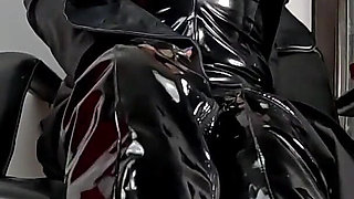 Smoking JOI in Glossy Pvc, Leather Coat, Hands Free Smoke and Vibrating Toy Tease