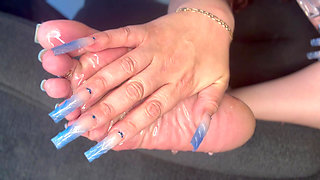 Oiled up These Feet (blue French Tips)