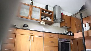Big Tits Latina Maid Apologizes in Kitchen - Homemade Voyeur Part 2
