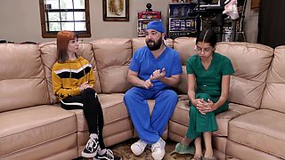 Sex slave, nitrile gloves, male doctor