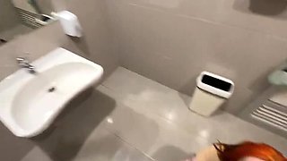 Public Toilet Fuck with Hot Redhead Stranger - Deep Throat BJ & Doggy Style Sex