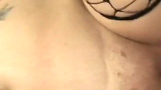 Big ass BBW in fishnets fucked in her wet pussy