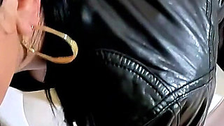 Dominant Biker Leather MILF Inflatable Office Fantasy. Beach Balls, Oral, Doggy and Cum Play