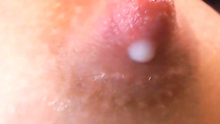 Big Milk Boobs Milking in Leather Gloves