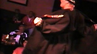 Tattooed blonde milf with big boobs sucks huge pecker