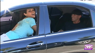 She Was Flashing Her Tits While Driving and Was Interested to Make Hardcore Porn