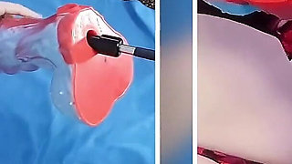 Big Dildo Anal Masturbation on the Fucking Machine