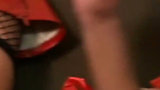 Blond degenerate submissive latex whore get dominate by sadistic couple for their rough sex games.