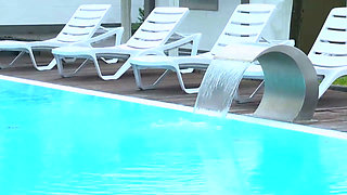 Horny fucking teen rides big cock in swimming pool