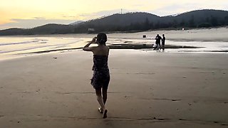 Solo Ashley Graham masturbates outdoors