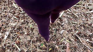 Complete Naked in the Woods - Beating Her Vagina and Tits