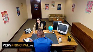 Step mommy Jazmine Cruz swallows principal's jizz to get her step son out of distress - pervert principal