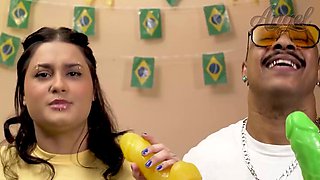Chubby Brazilian Beauties Ride Ebony Black Studs in Wild Mnage Cup Action with Pri Melancia, Angel Big B,