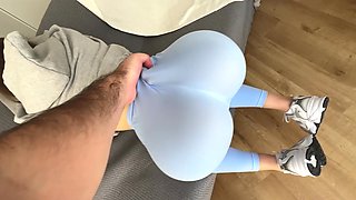Fit Russian girl with bubble butt enjoys my white cock in her pussy and cum on her perfect body