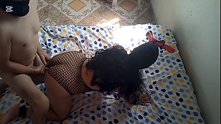 Beautiful Girlfriend Blowjob in Lingerie Black