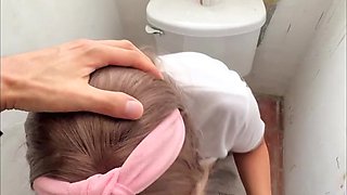 Mexican 18+ teen gives her head and gets fucked in a public toilet