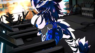 Lewd Furry MILF Expands Ass and Tits at the Gym - Fansly