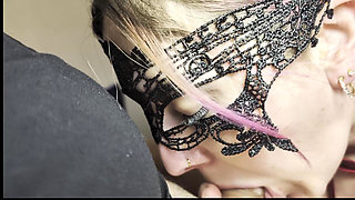 Afternoon Throat Service - Black Dress Swallows Every Drop