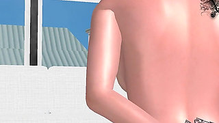 Office Bondage Beads: 3D Cartoon Girl Handcuffed & Double‑stuffed with Toys