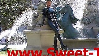 Latex slut solo anal masturbation