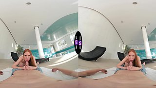 Redhead beauty Holly Molly rides a big cock in vr