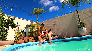 Pool Day and They Fuck Me From My Dirty Ass to My Mouth, Cum on My Face, so Much Load!! I Swallow -cam 2-