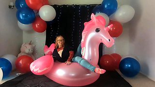 Close up with teen blonde sex doll rubbing her cunt