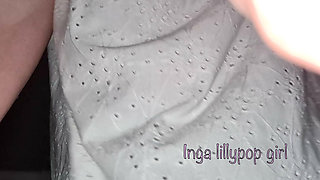 Teenager Plays in the Garden Without Panties