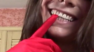 Hot Santa babe masturbates and fucks with cumshot