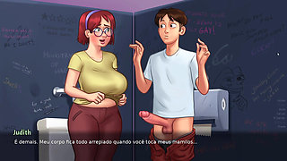 The hot and busty Nerd wanted to do dirty with me in the bathroom - Summertime Saga EP #12