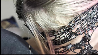 Afternoon Throat Service - Black Dress Swallows Every Drop