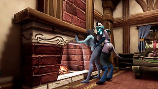 Shemale demon fuck pregnant elf in front of the fireplace