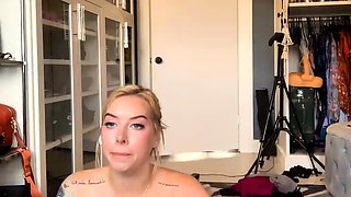 Big Boobed Blonde Masturbates With A Dildo In The Bathroom
