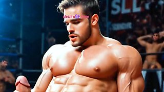 Wrestling muscular destroys beefy ass in public ring