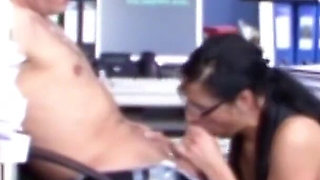 German craftsman likes the secretary and persuades her to fuck with him