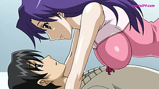 Naoki Watched On as Maho Rode Kamijou's Cock To Orgasm ( Hentai )