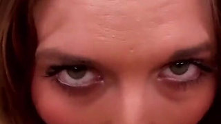 Brunette teen Casey Storm POV blowjob and cum swallow