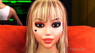 3d dickgirl android plays with a super-sexy young blond in the sci-fi bedroom